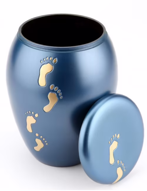 blue baby urn