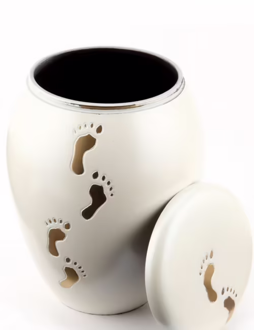 white baby urn