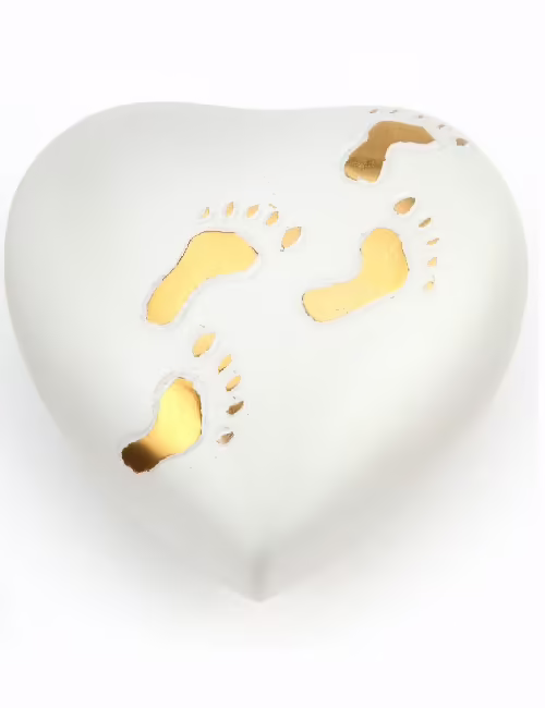 white keepsake heart baby urn