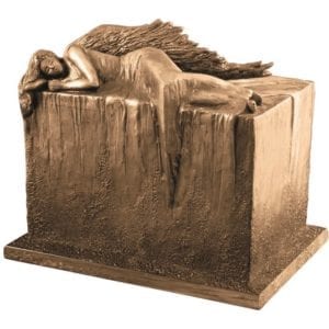 angel urn for outdoors, bronze
