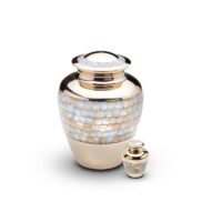 Mother of Pearl Brass Urn
