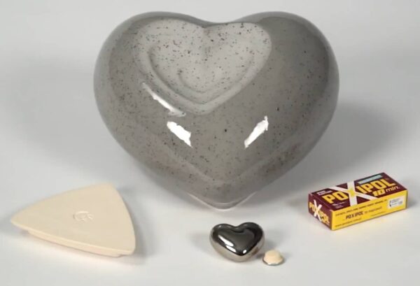 grey adult heart urn for ashes
