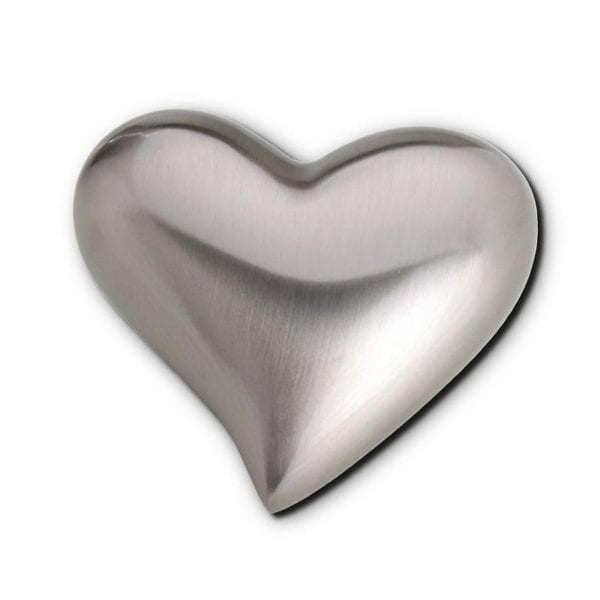 silver matt small heart urn for ashes