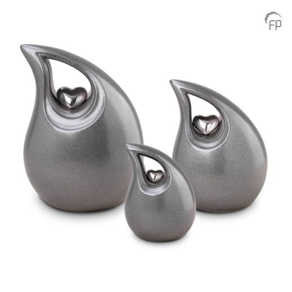 silver teardrop heart urns