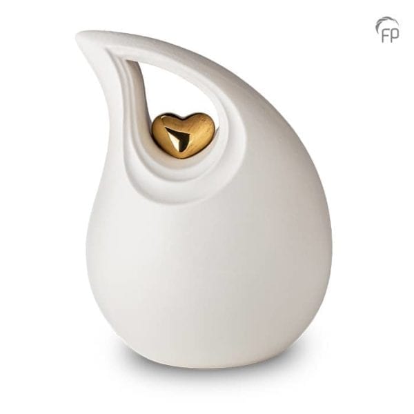 white teardrop urn for ashes