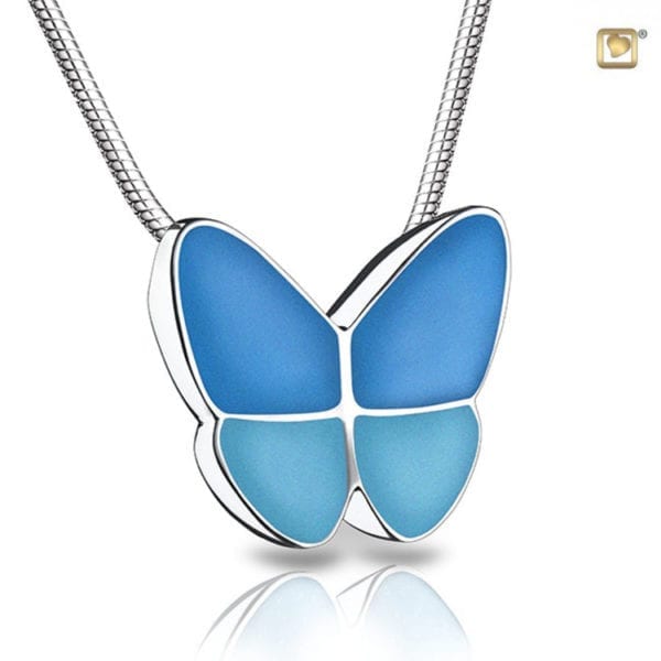 blue Precious Butterfly Cremation Necklace