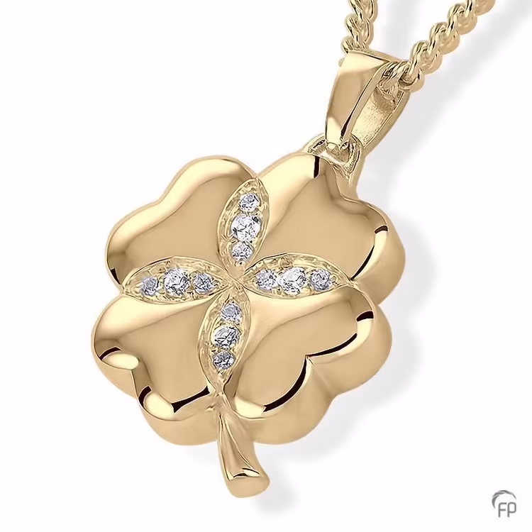 gold Clover Leaf Cremation Necklace