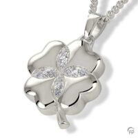 silver Clover Leaf Cremation Necklace