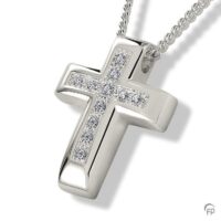 silver Shining Cross Cremation Necklace