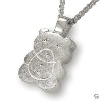 silver Teddy Bear Cremation Necklace