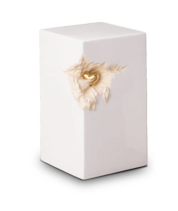 pearl square heart urn