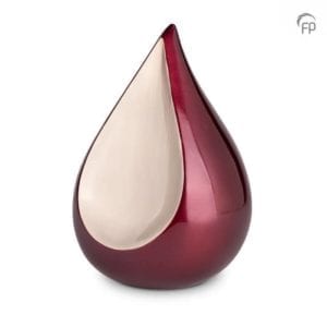 red teardrop urn for ashes
