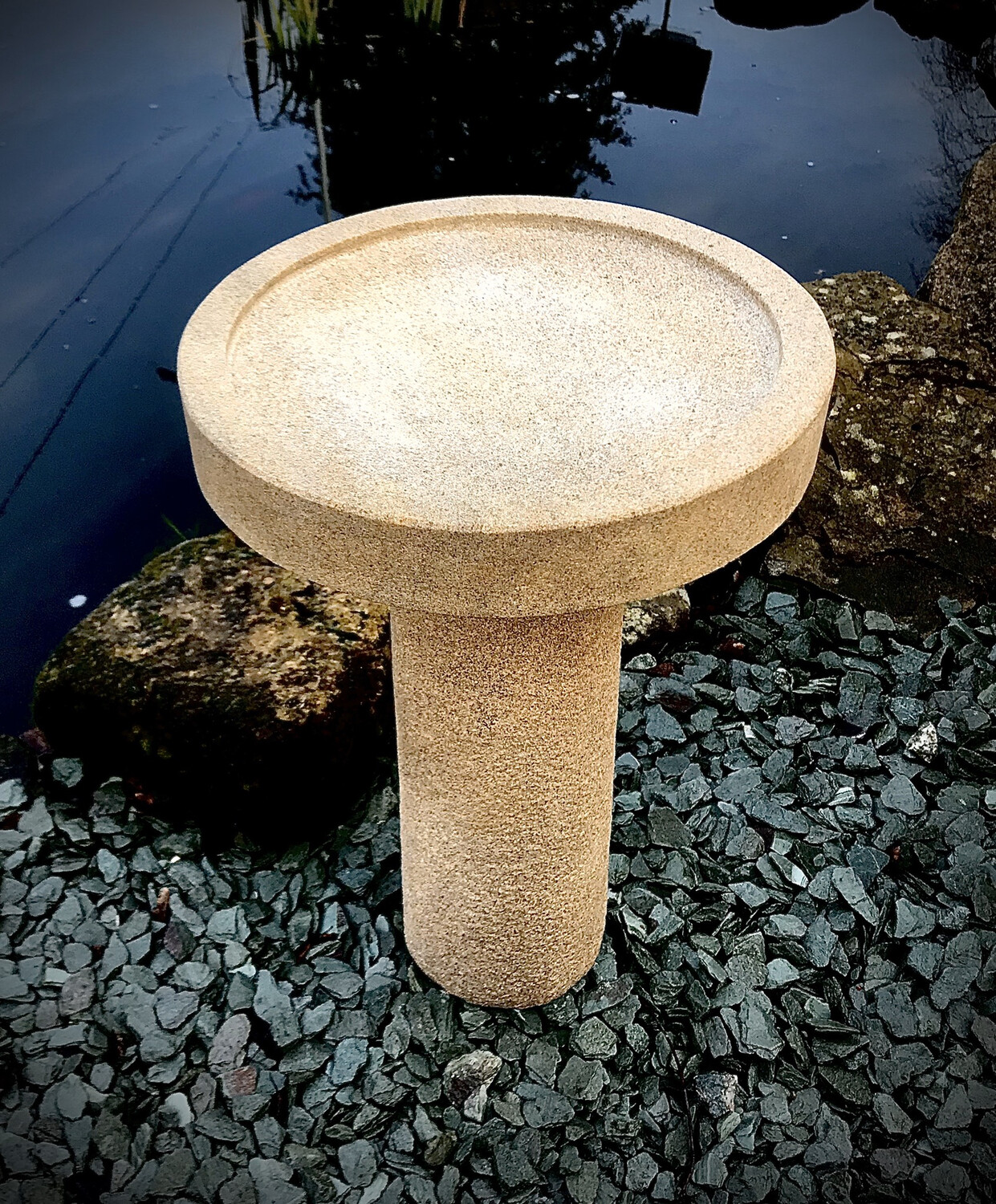 Round Stone Cremation Bird Bath Urns for Ashes