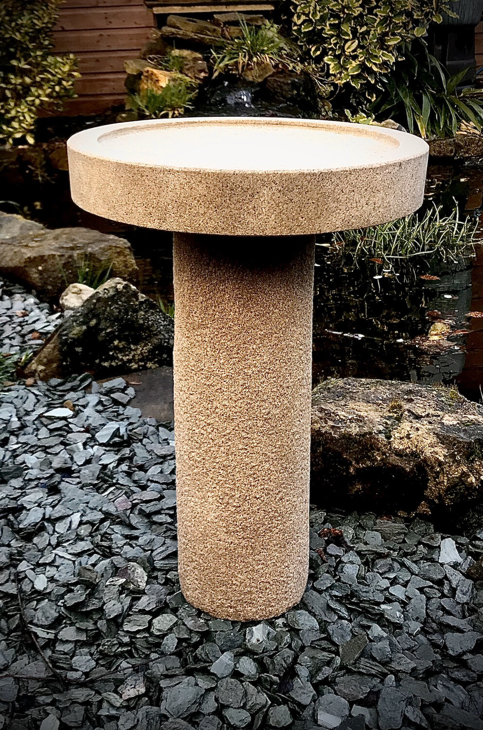Round Stone Cremation Bird Bath Urns for Ashes