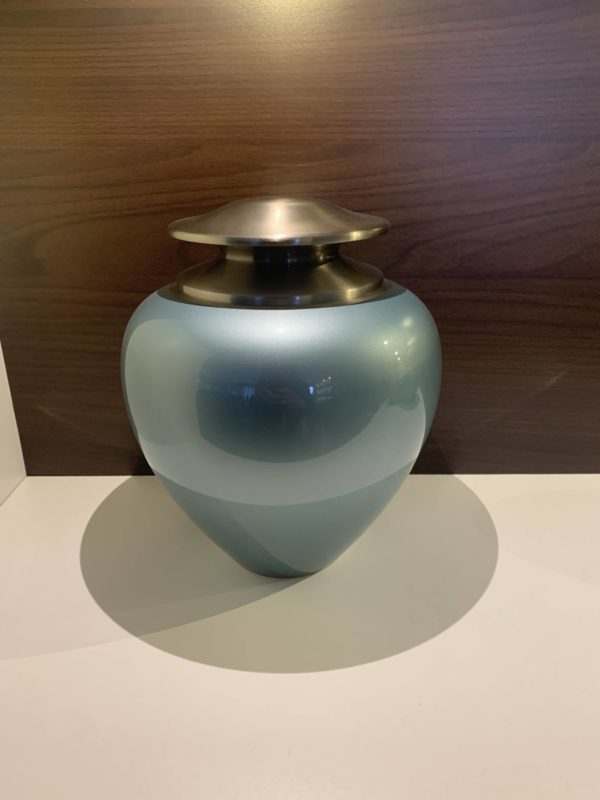 blue urn for ashes