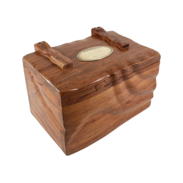 wooden curved casket urn for ashes