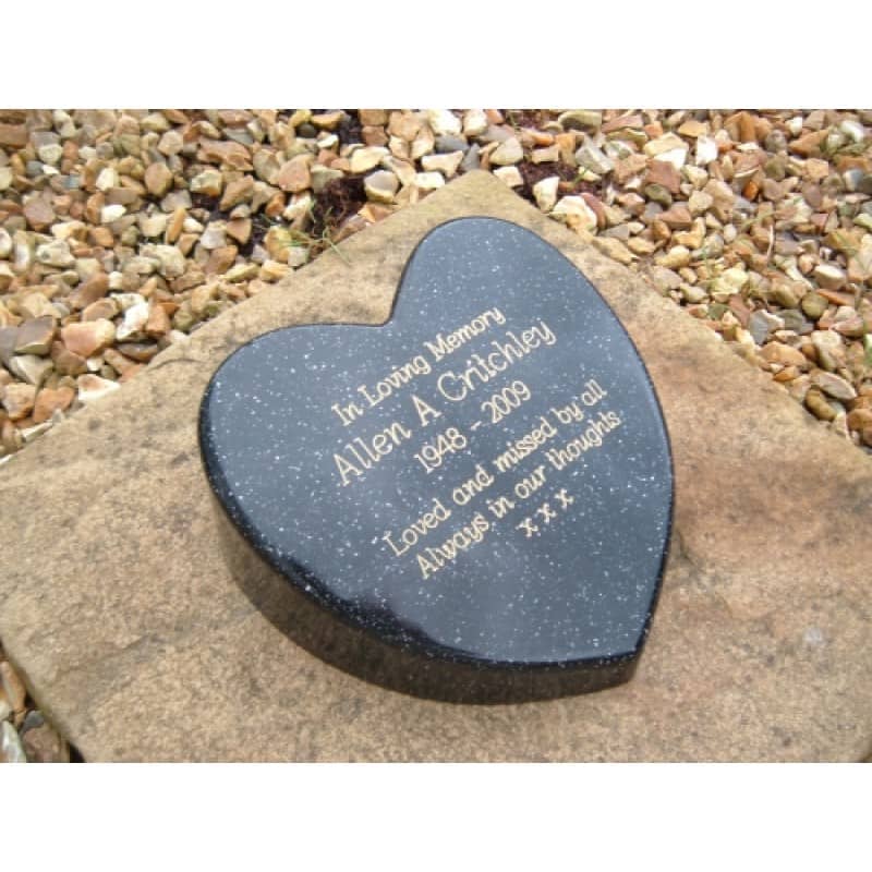 black granite heart urn