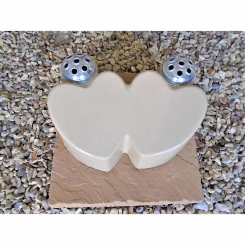 stone double heart urn