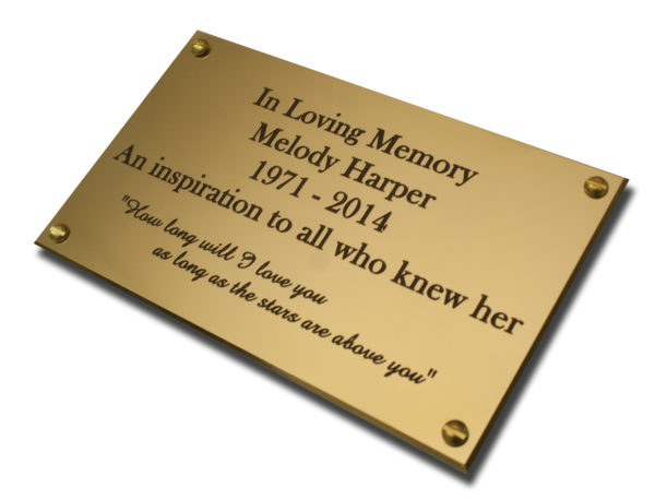 Solid Brass Engraved Plaque