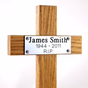Wooden Memorial Cross Plaque