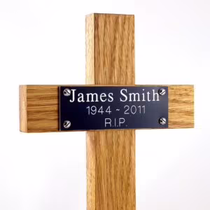 Wooden Memorial Cross Plaque