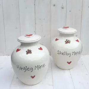 large dog urn hearts