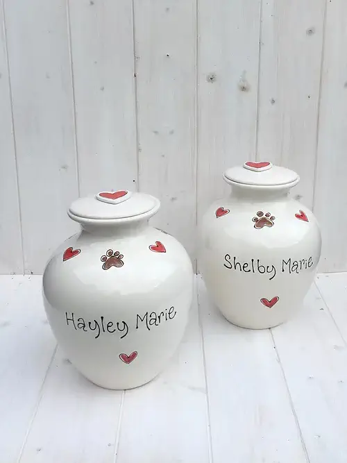 thumbnail interactive-video image 1 of Custom Large Pet Urn For Big Dogs – Cremation Ashes With Engraved Name, Date, Text (Handmade) 1 of 2