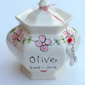 pink flower pet urn
