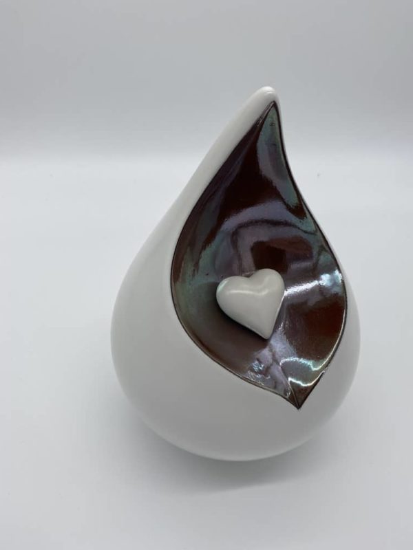white teardrop ceramic urn for ashes