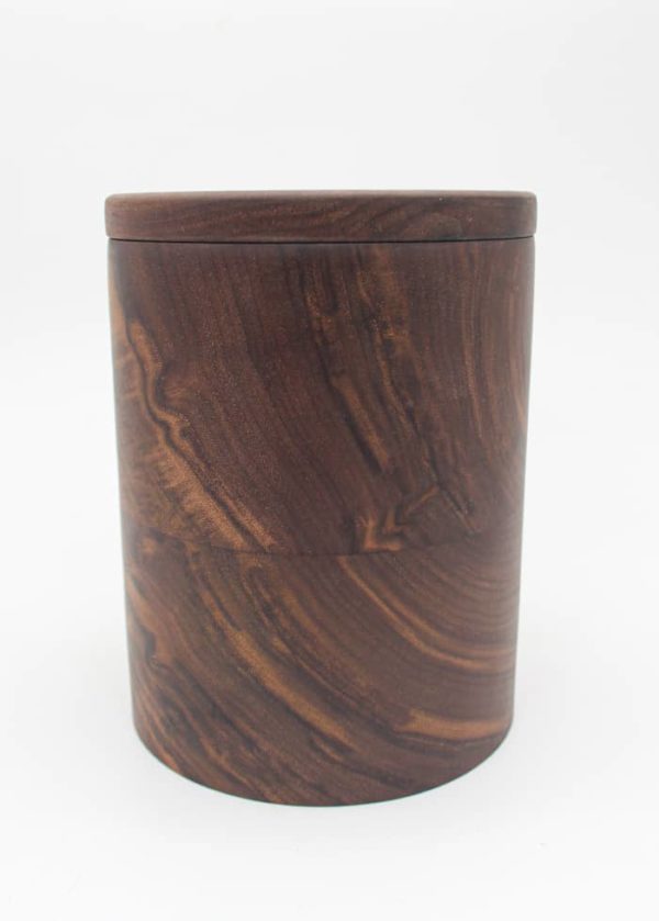 cylinder wooden urn for ashes dark