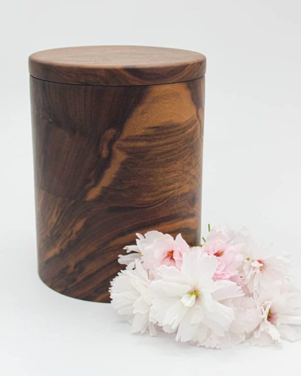 large wooden urn for ashes