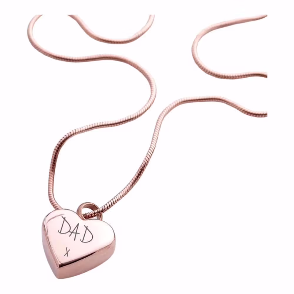 rose gold heart necklace for ashes
