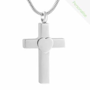 silver cross necklace that holds ashes