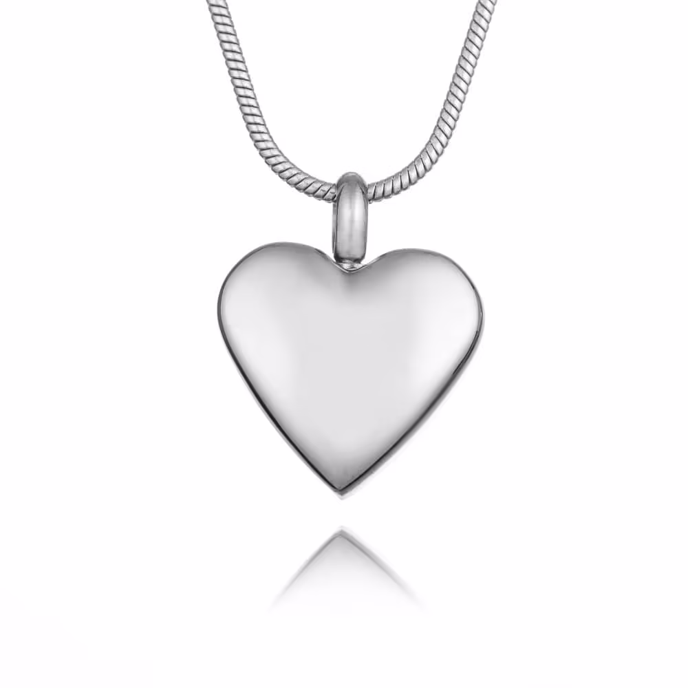 self fill silver heart cremation necklace