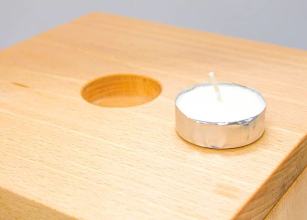 wooden tealight for ashes