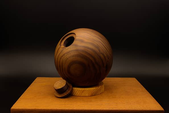 walnut ball urn for ashes