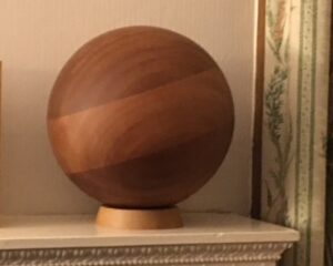wooden sphere urn