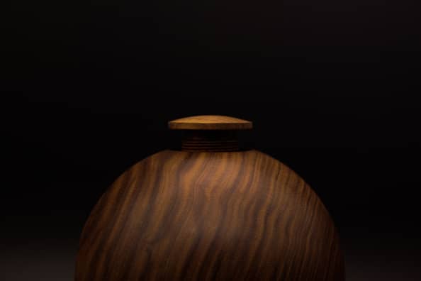 wooden sphere urn
