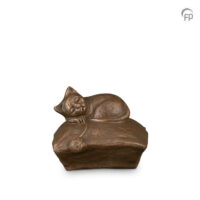 bronze cat pillow sculpture urn for ashes