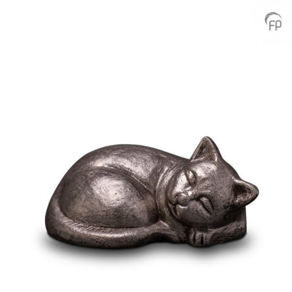 silver cat sculpture urn for ashes