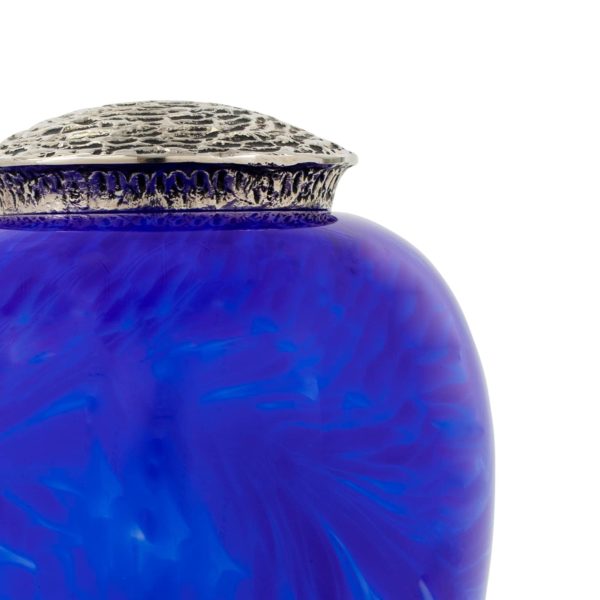 blue glass urn