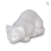 cat sculpture urn white