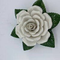 ceramic dark red rose for grave