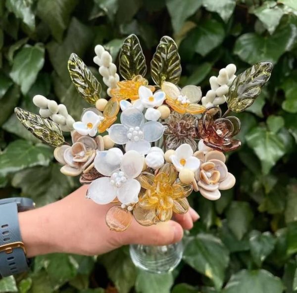 glass memorial flowers for grave