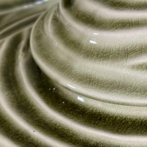 green rippled ceramic urn