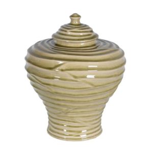 rippled ceramic urn for ashes