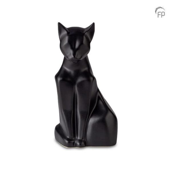 sitting cat urn black