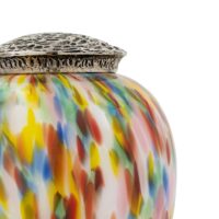 white glass urn