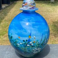 flower colourful glass urn for ashes