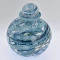 blue glass urn